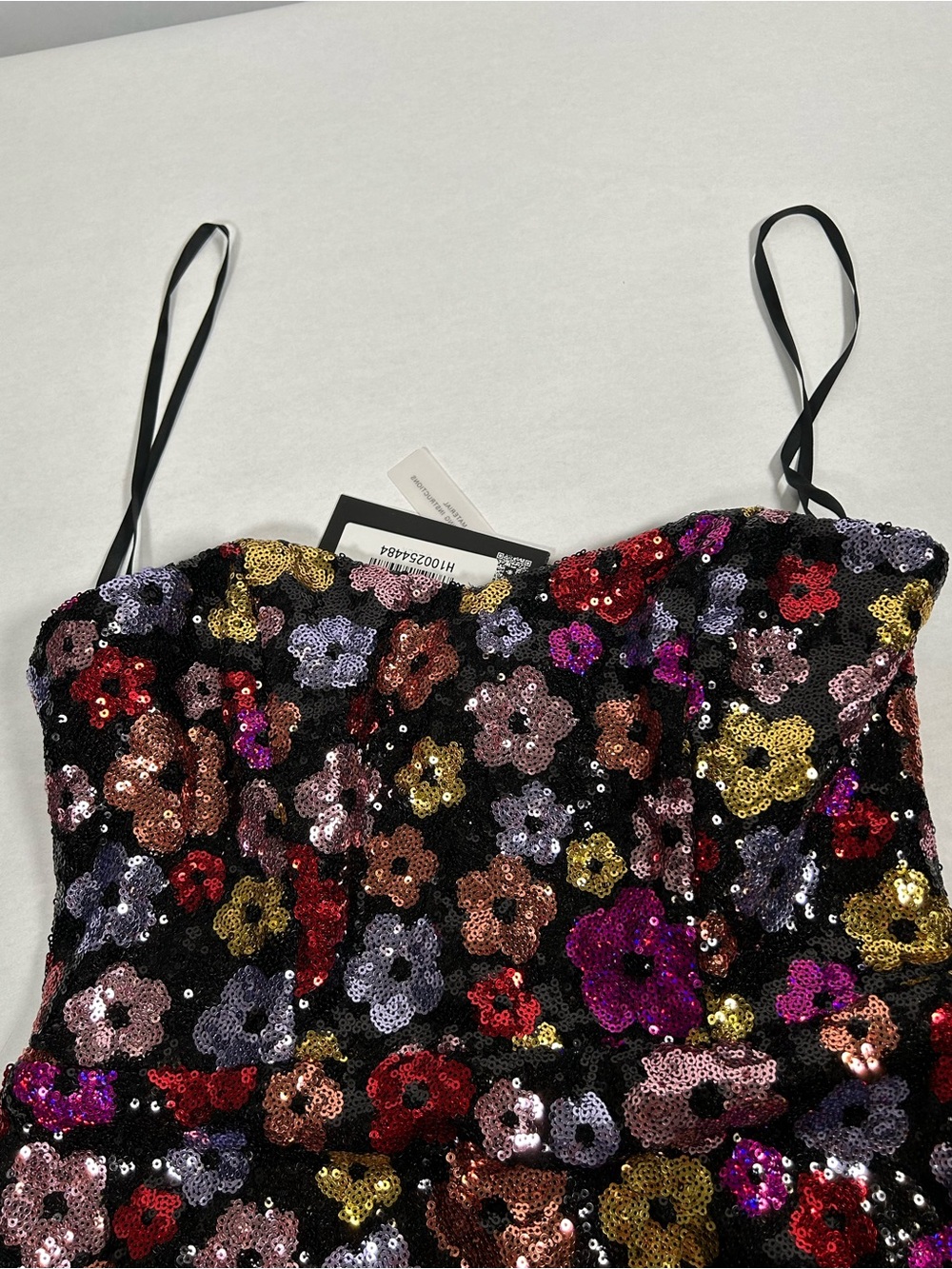 Angel Biba NWT Strapless Sequin Multicolor Floral Mini Dress M - Picture 10 of 14